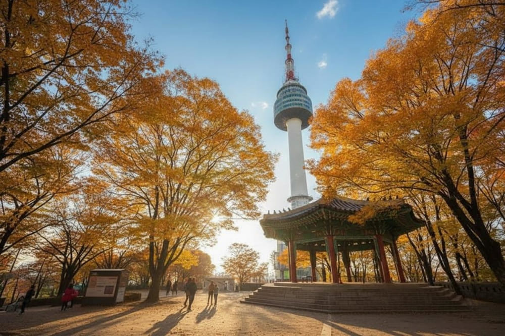 Mùa thu Hàn Quốc ngập tràn sắc màu từ những chiếc lá chuyển màu.